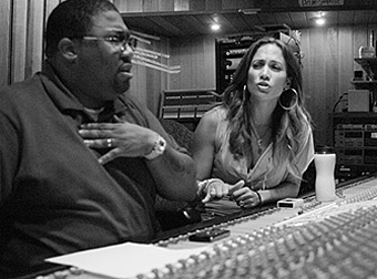 Cory Rooney with Jennifer Lopez in the studio.