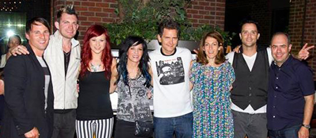 Pete Ganbarg with the band Skillet and execs from Atlantic Records