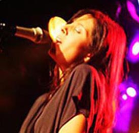 Selena Garcia performing live.