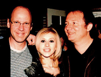 Steve Kipner (right) with Christina Aguilera and David Frank.
