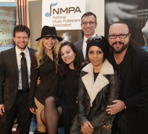 David Israelite, Lee Thomas Miller, BC Jean, Kara DioGuardi, Linda Perry & Desmond Child. (Back row): Israelite. 